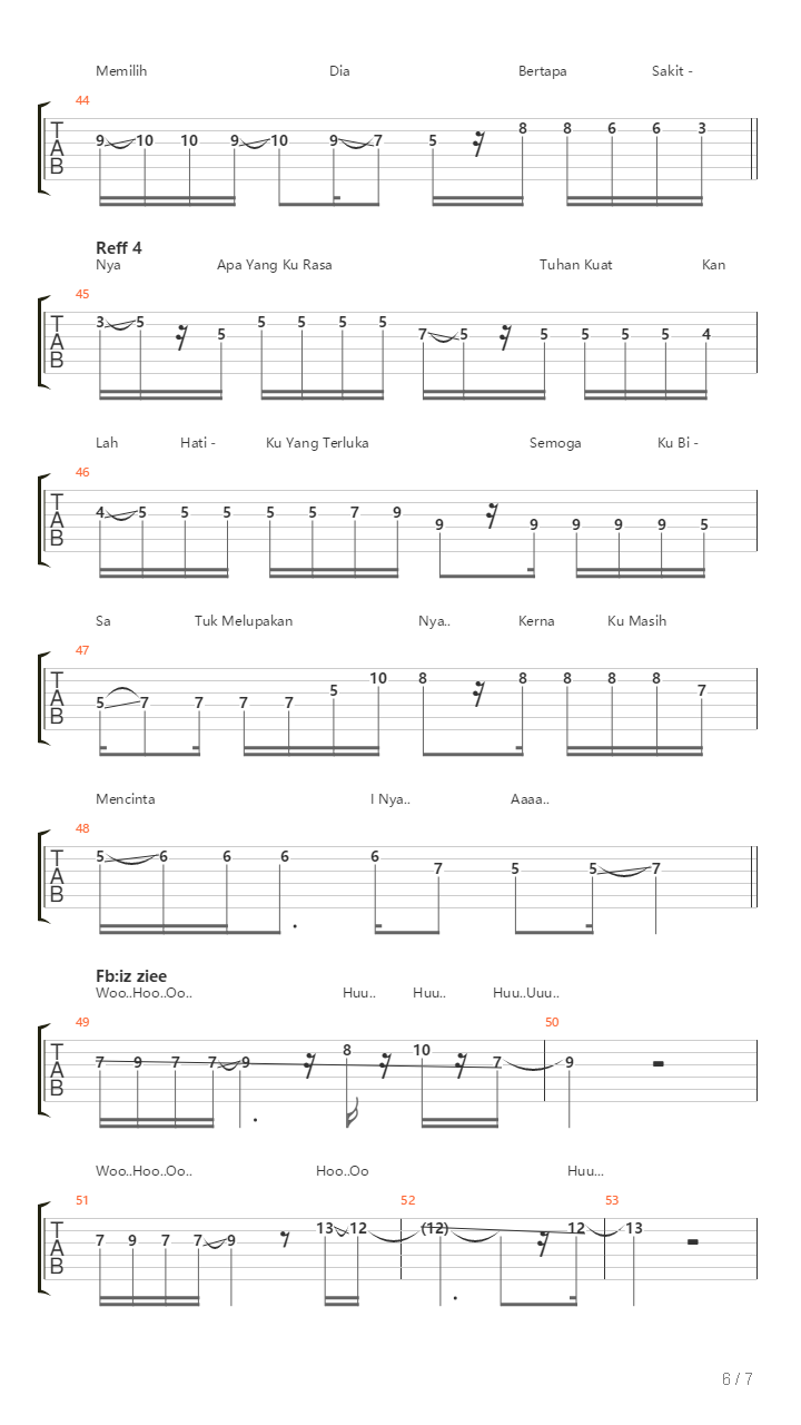 Masih Mencintainya吉他谱