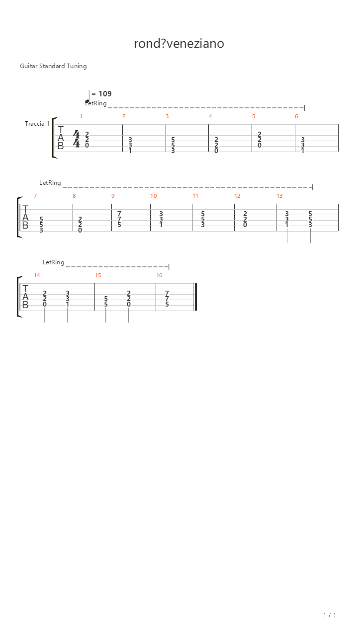 Rond Veneziano - Odissea Veneziana吉他谱