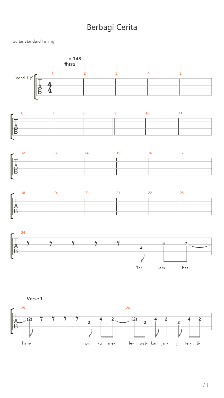 Berbagi Cerita吉他谱