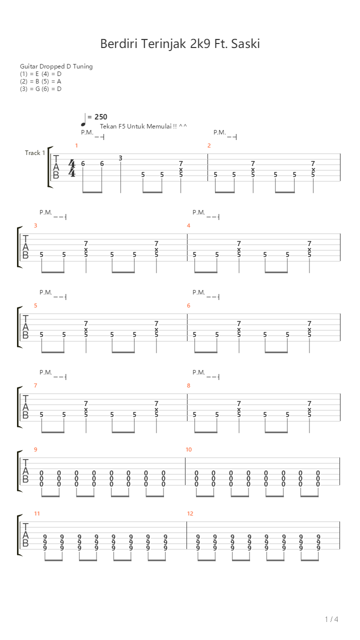 Berdiri Terinjak吉他谱