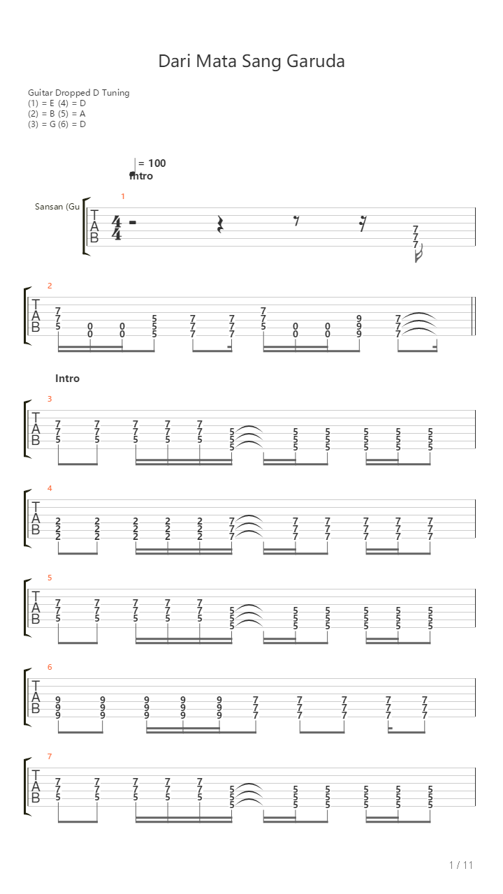 Dari Mata Sang Garuda吉他谱