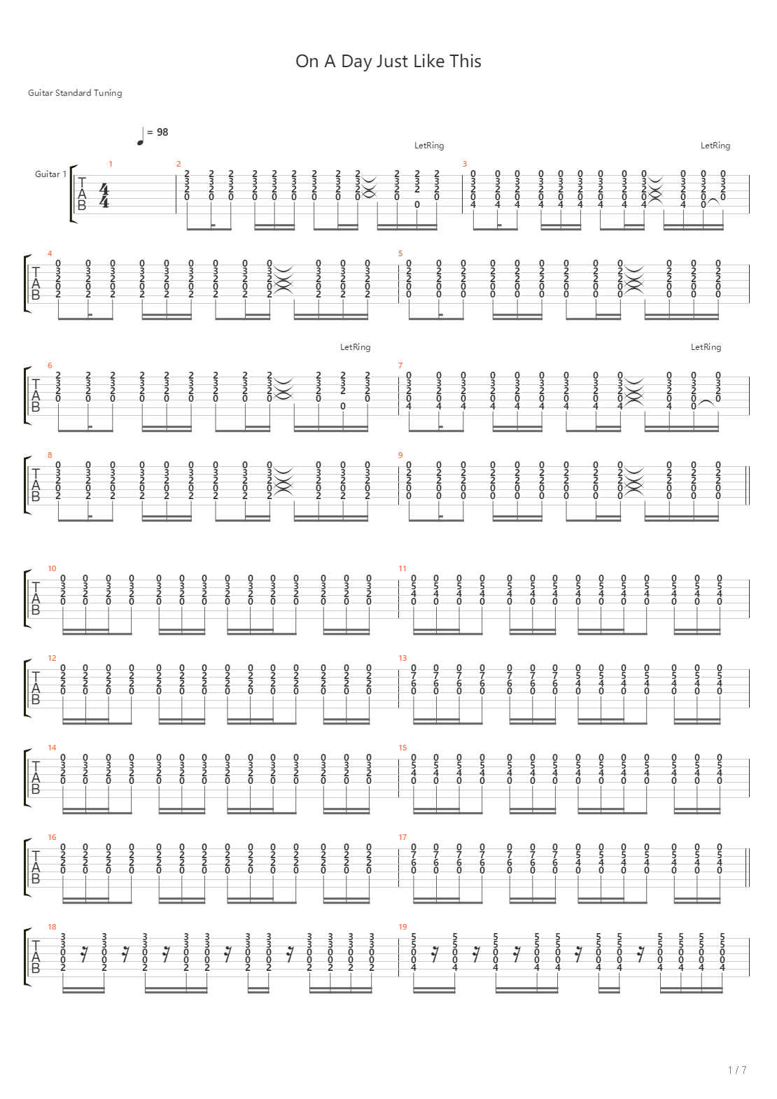 On A Day Just Like His吉他谱
