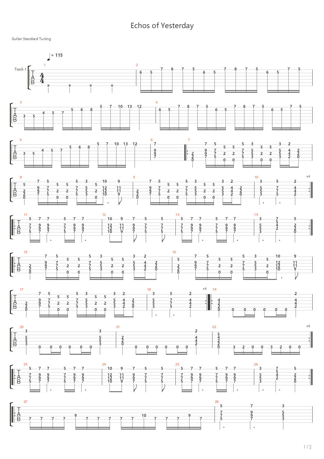Echoes Of Yesterday吉他谱