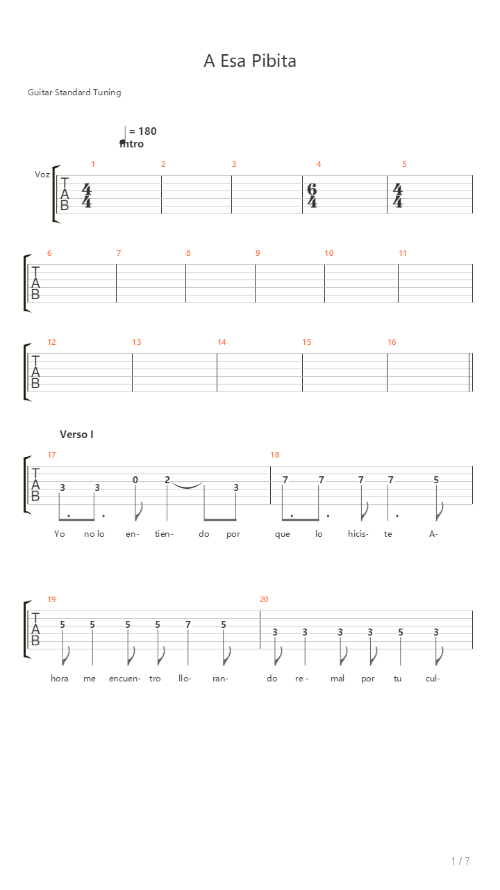 A Esa Pibita吉他谱