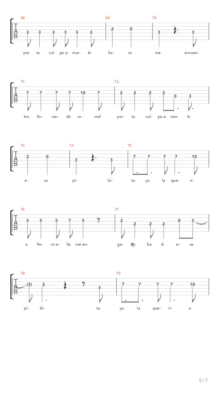 A Esa Pibita吉他谱