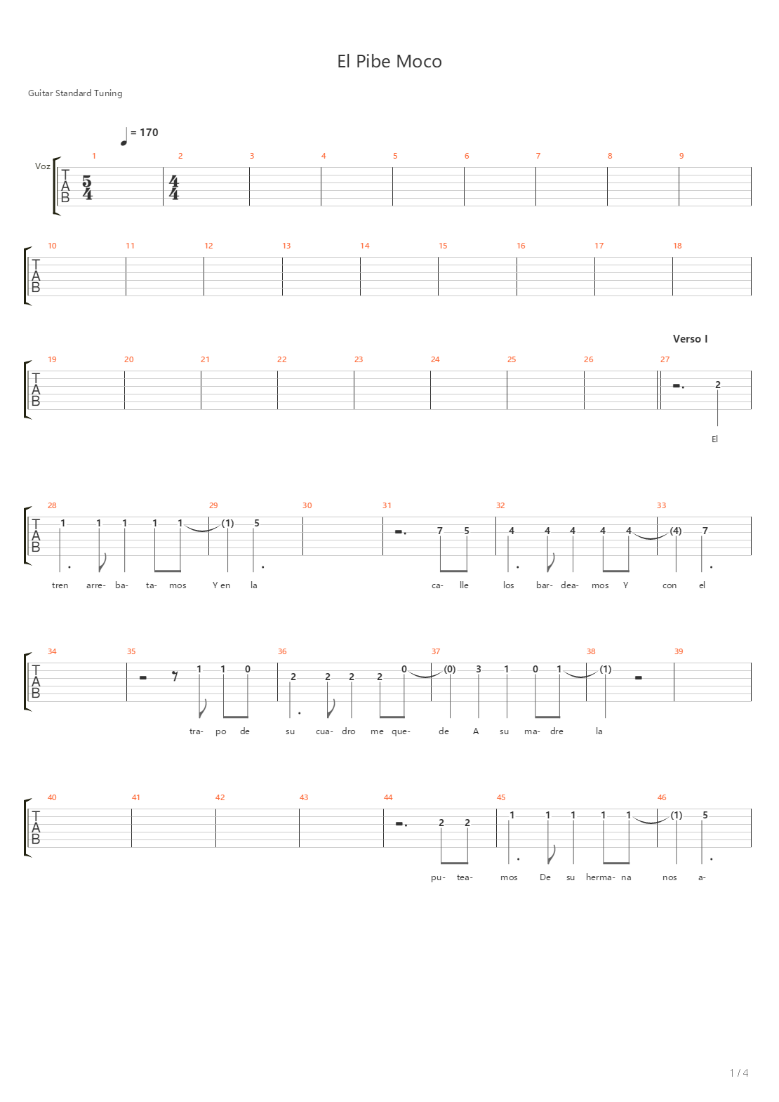 El Pibe Moco吉他谱