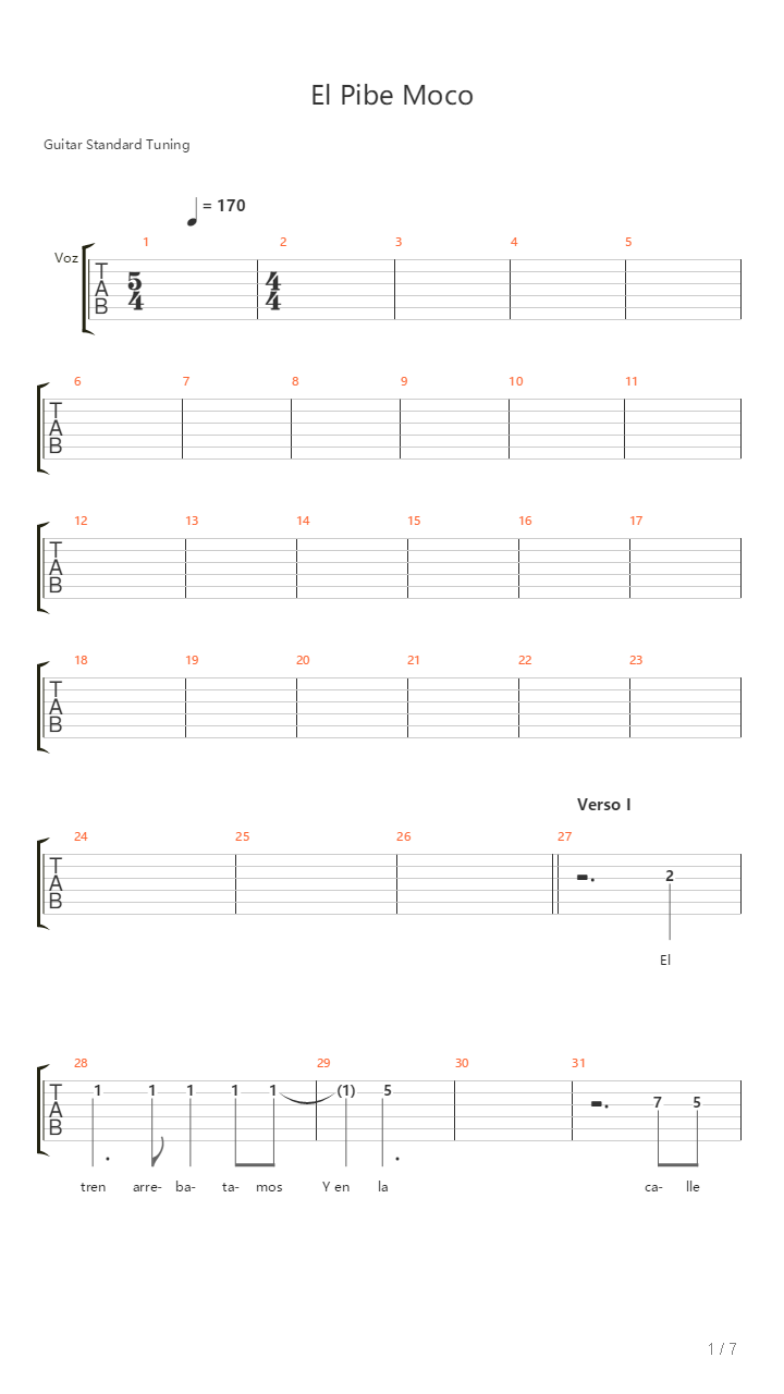 El Pibe Moco吉他谱