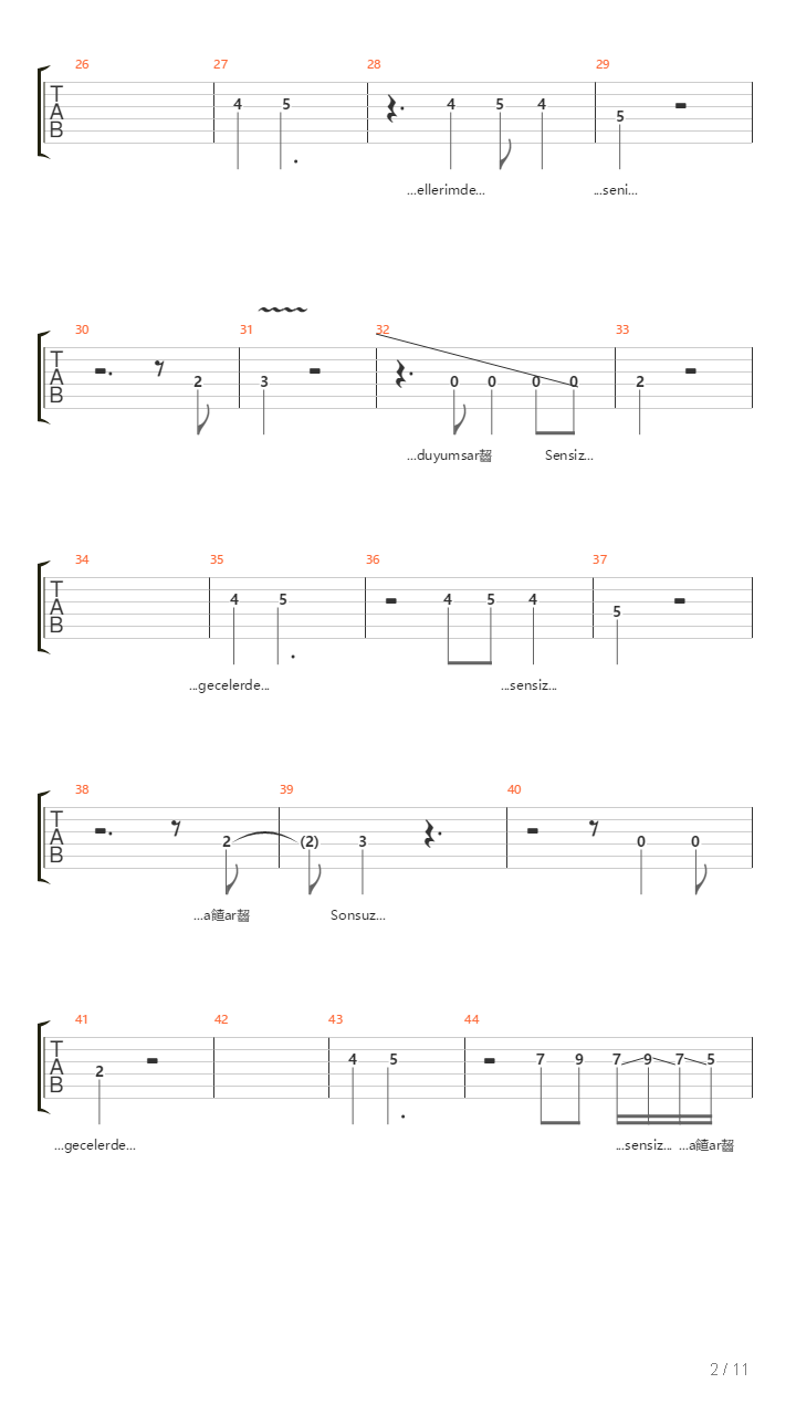 Siyah Beyaz吉他谱