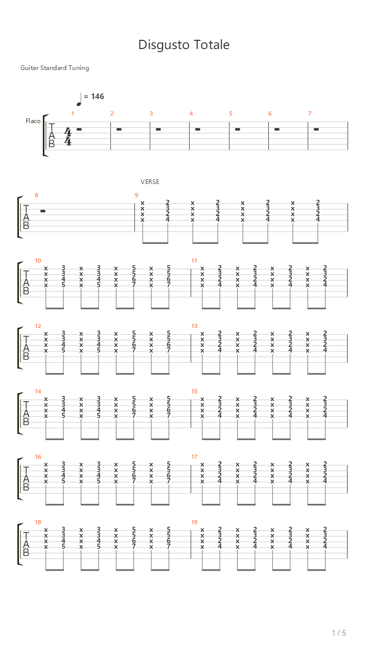 Disgusto Totale吉他谱
