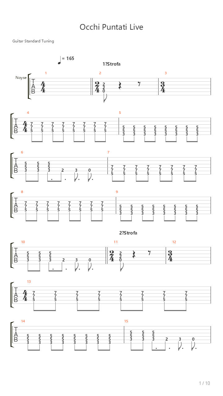 Occhi Puntati Live吉他谱