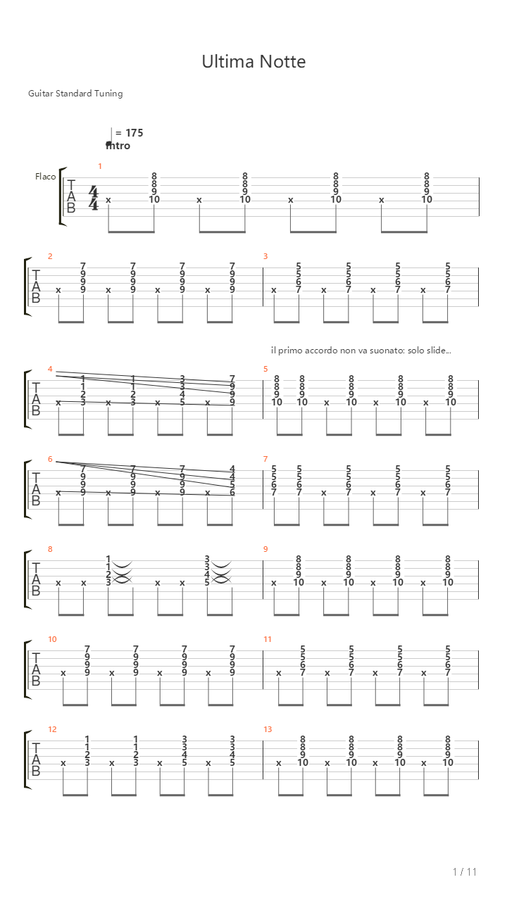 Ultima Notte吉他谱