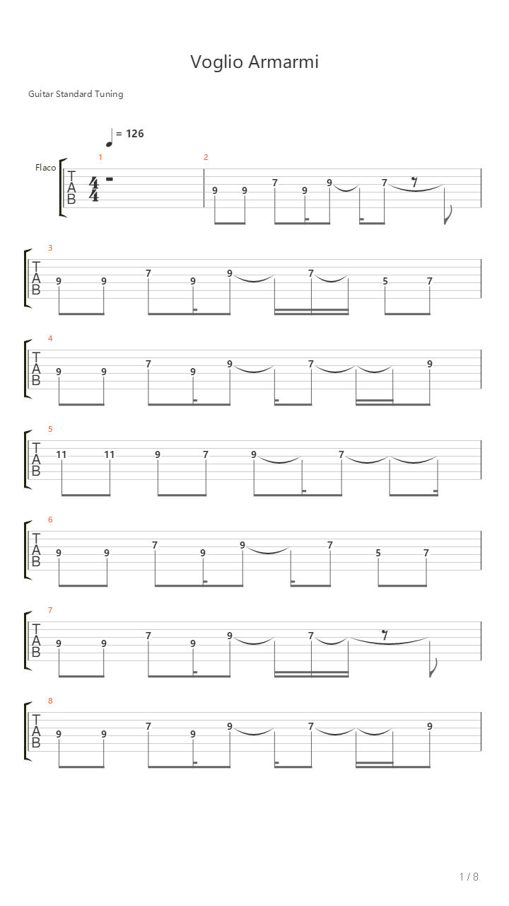 Voglio Armarmi吉他谱