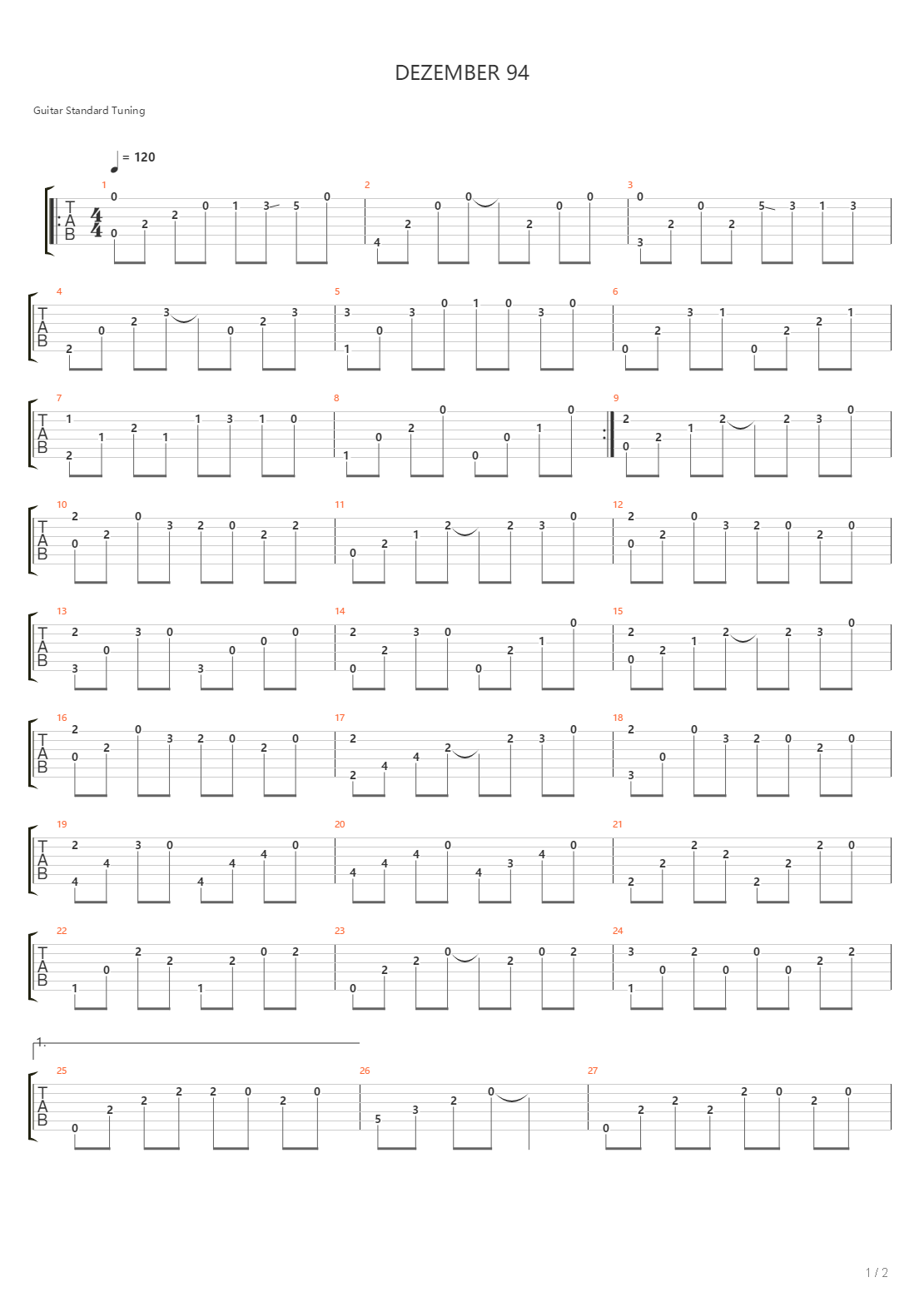 Dezember 94吉他谱