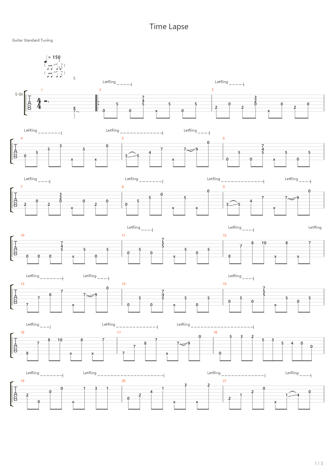 Time Lapse吉他谱