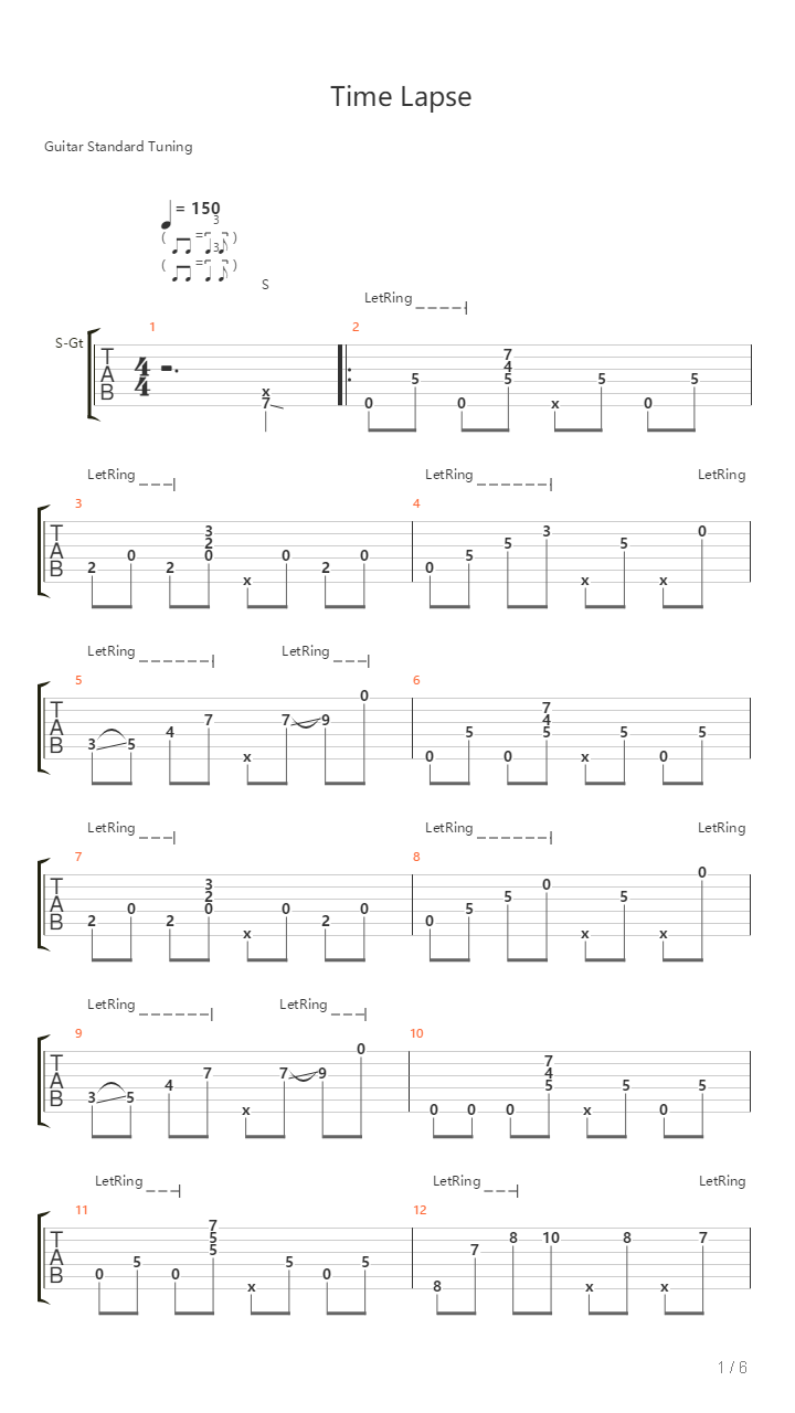 Time Lapse吉他谱