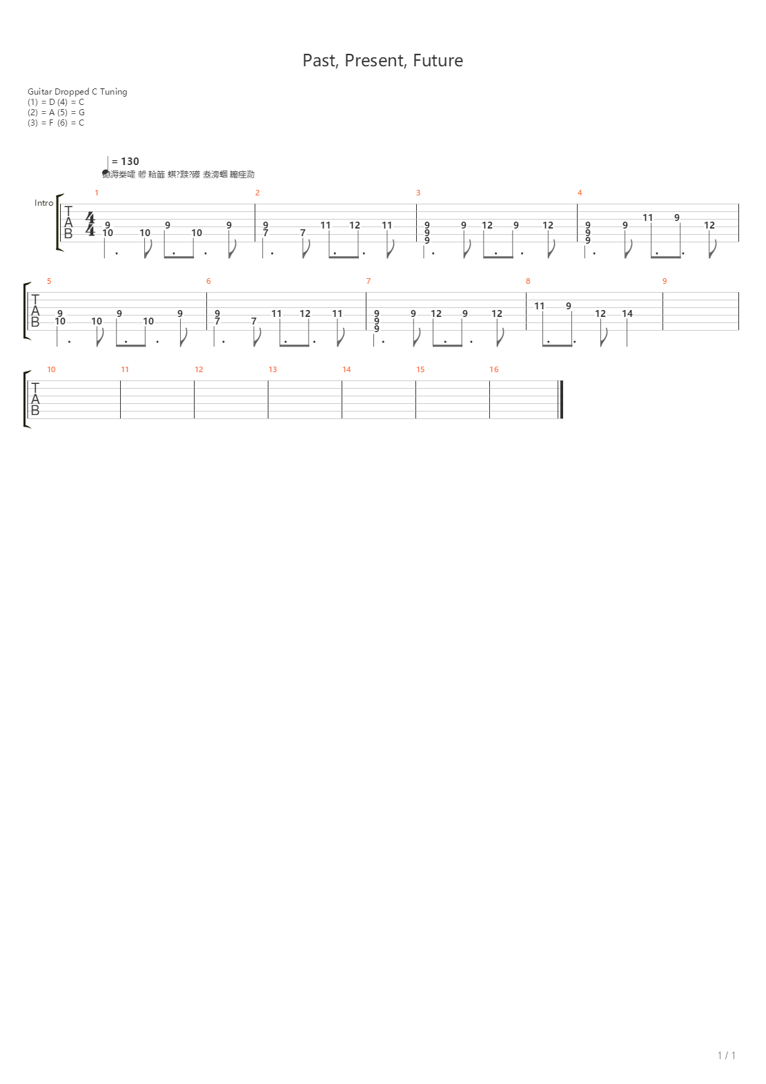 Past Present Future吉他谱