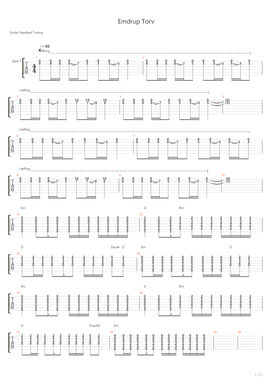 Emdrup Torv吉他谱
