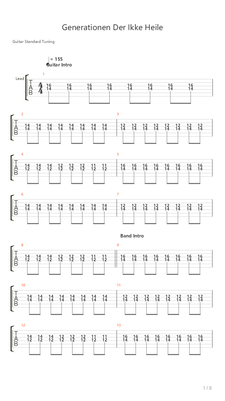 Generationen Der Ikke Maa Heile吉他谱