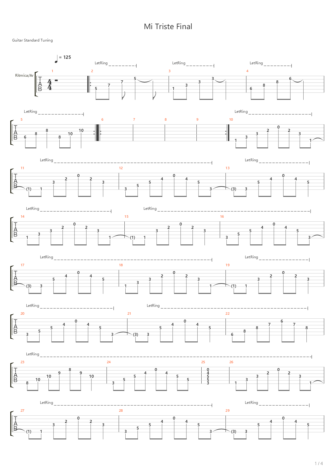 Mi Triste Final吉他谱