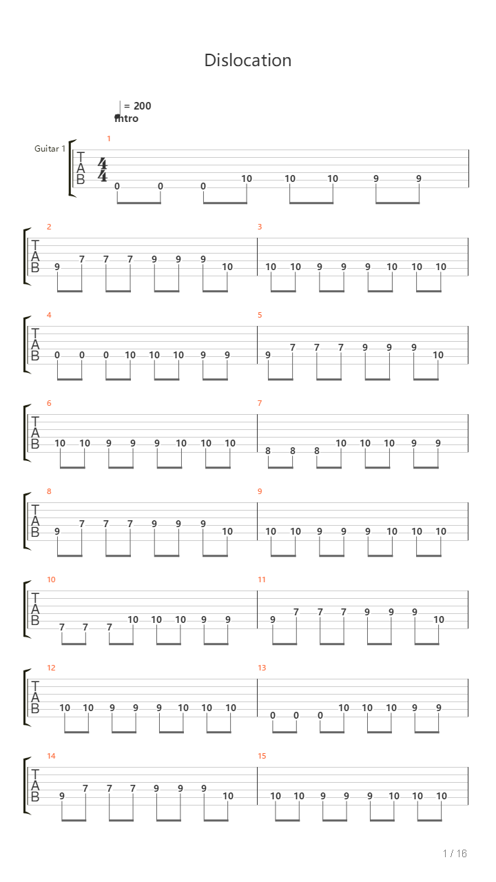 Dislocation吉他谱
