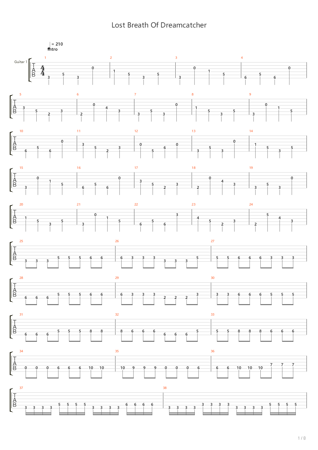 Lost Breath Of Dreamcatcher吉他谱