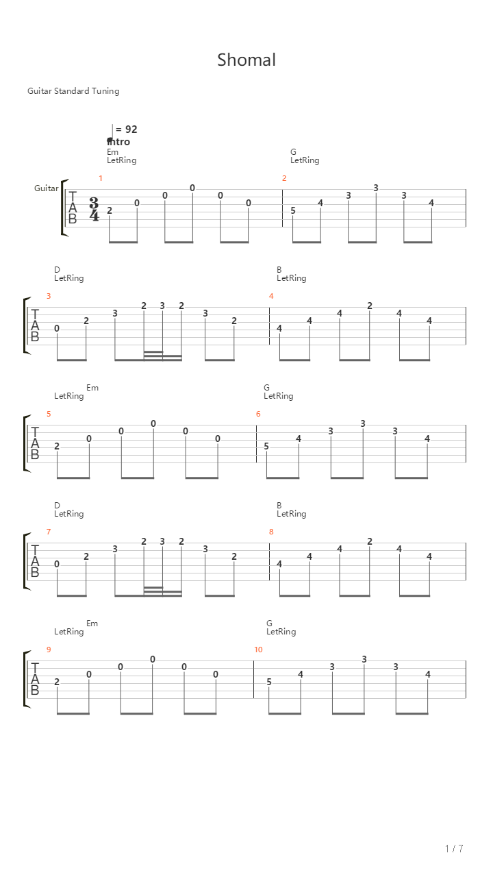 Shomal吉他谱