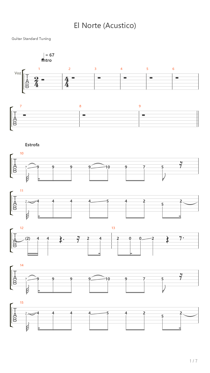 El Norte Acustico吉他谱