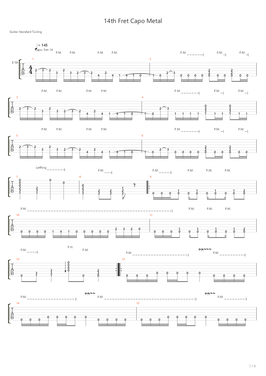 Capo On The 14Th Fret Metal Gp6吉他谱
