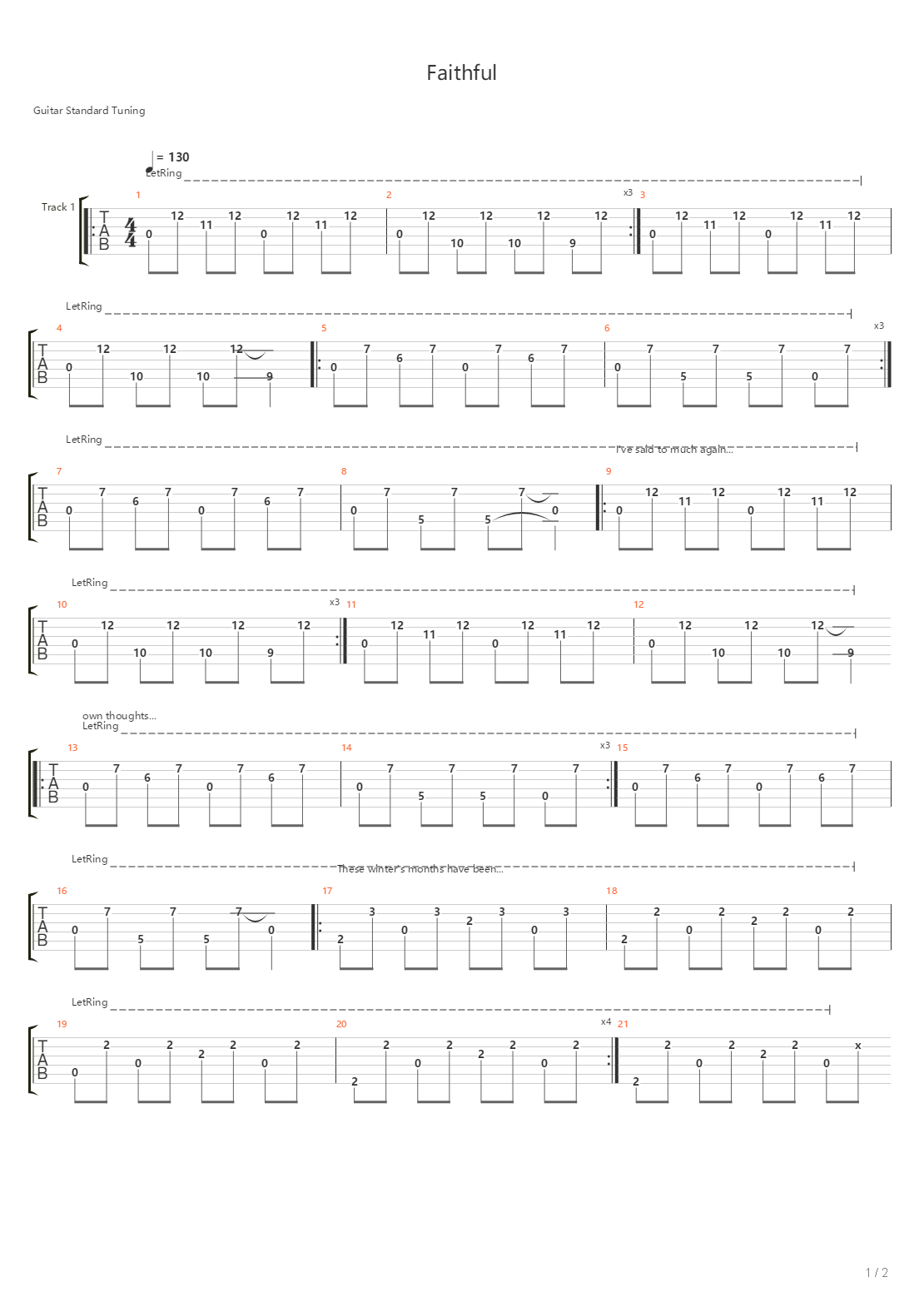 Faithful吉他谱