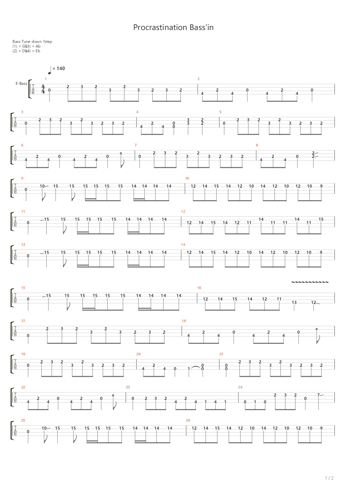 Procrastination Bassin吉他谱