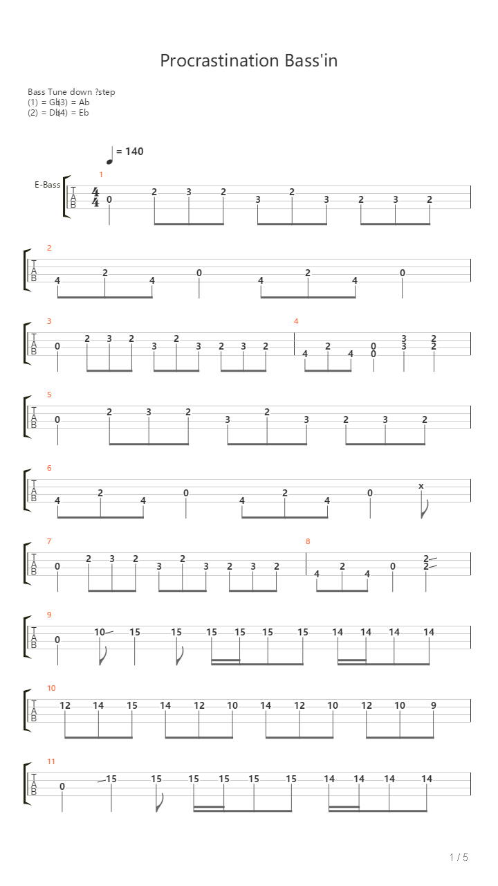 Procrastination Bassin吉他谱