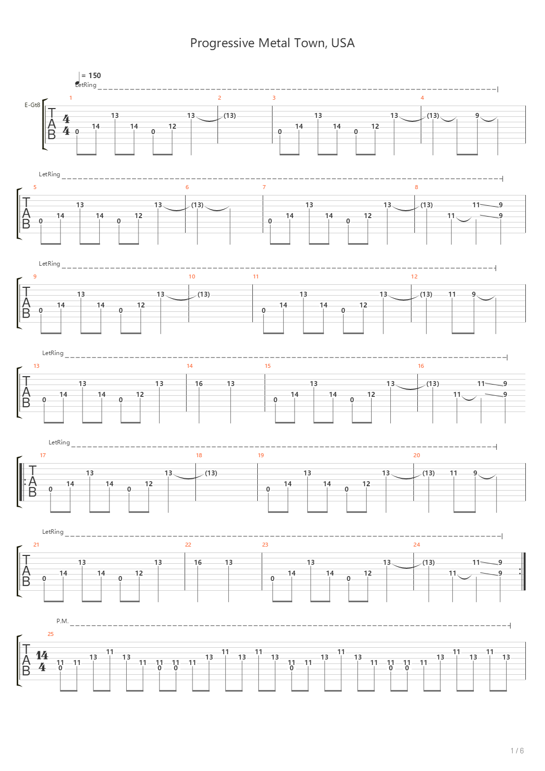 Progressive Metal Town Usa吉他谱