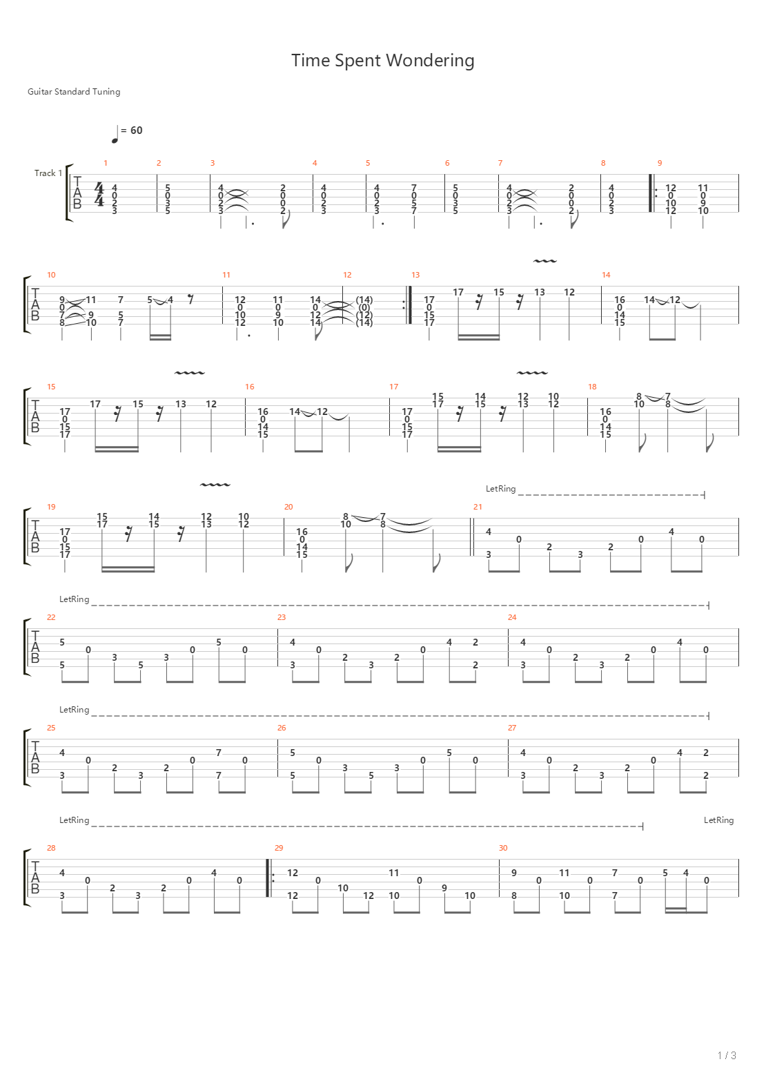 Time Spent Wondering吉他谱