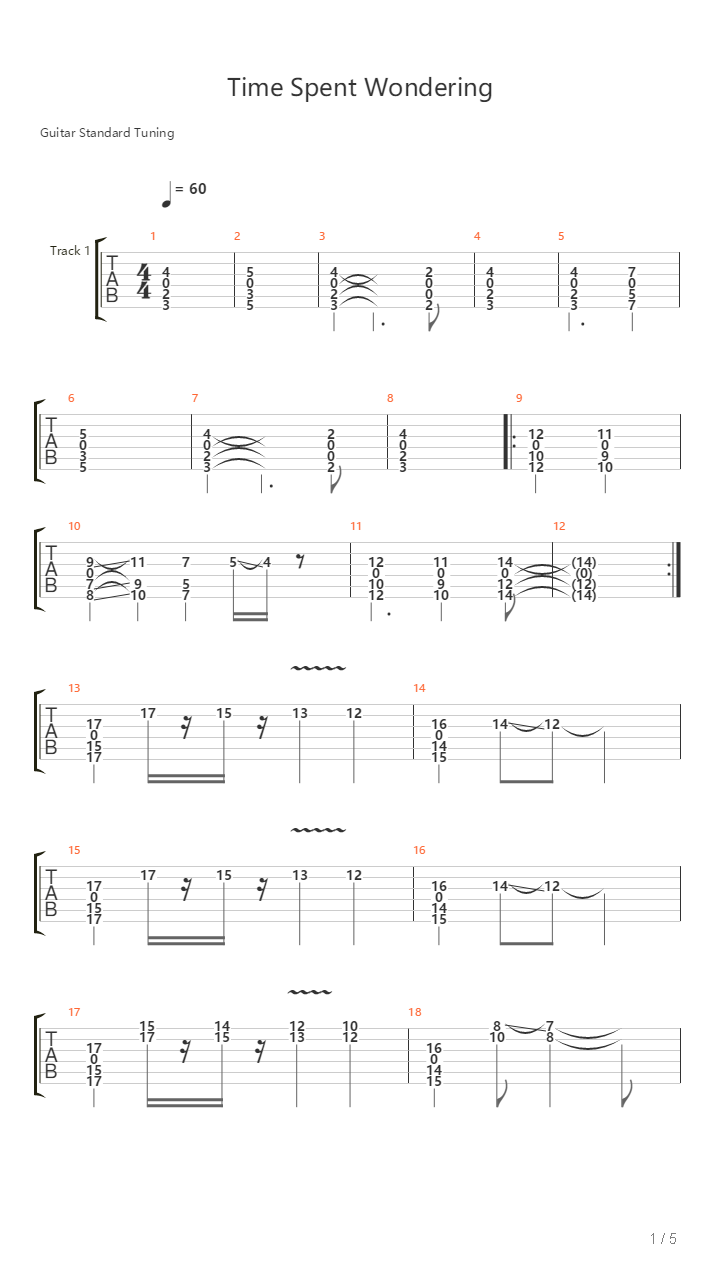 Time Spent Wondering吉他谱