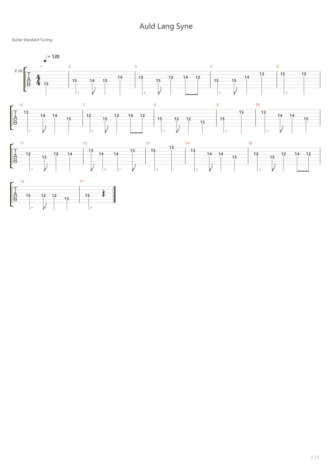 Auld Lang Syne吉他谱