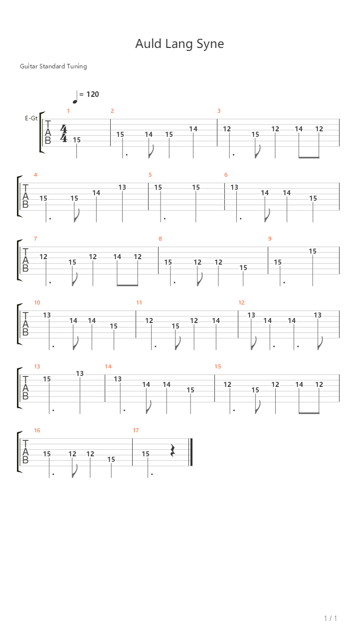 Auld Lang Syne吉他谱