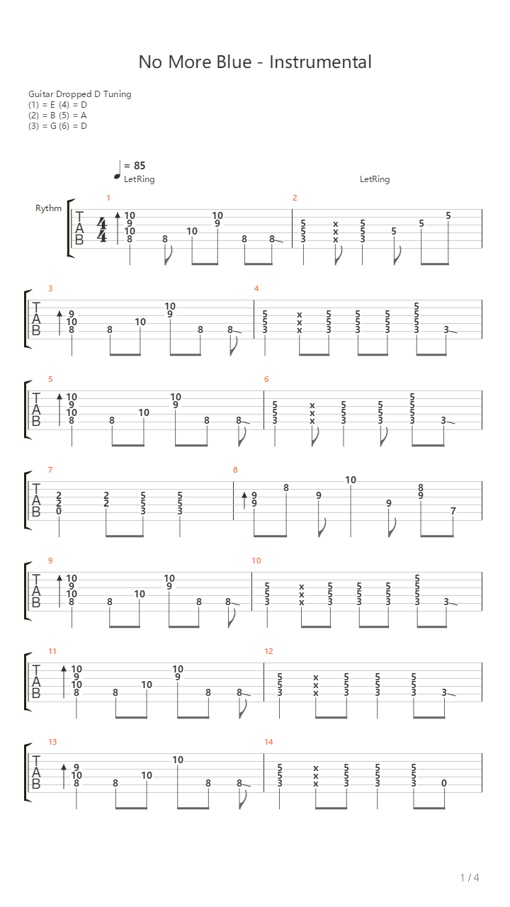 No More Blue吉他谱