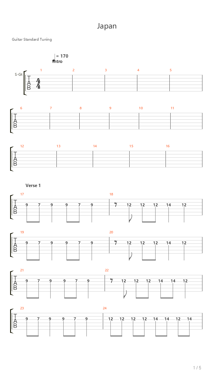 Japan吉他谱