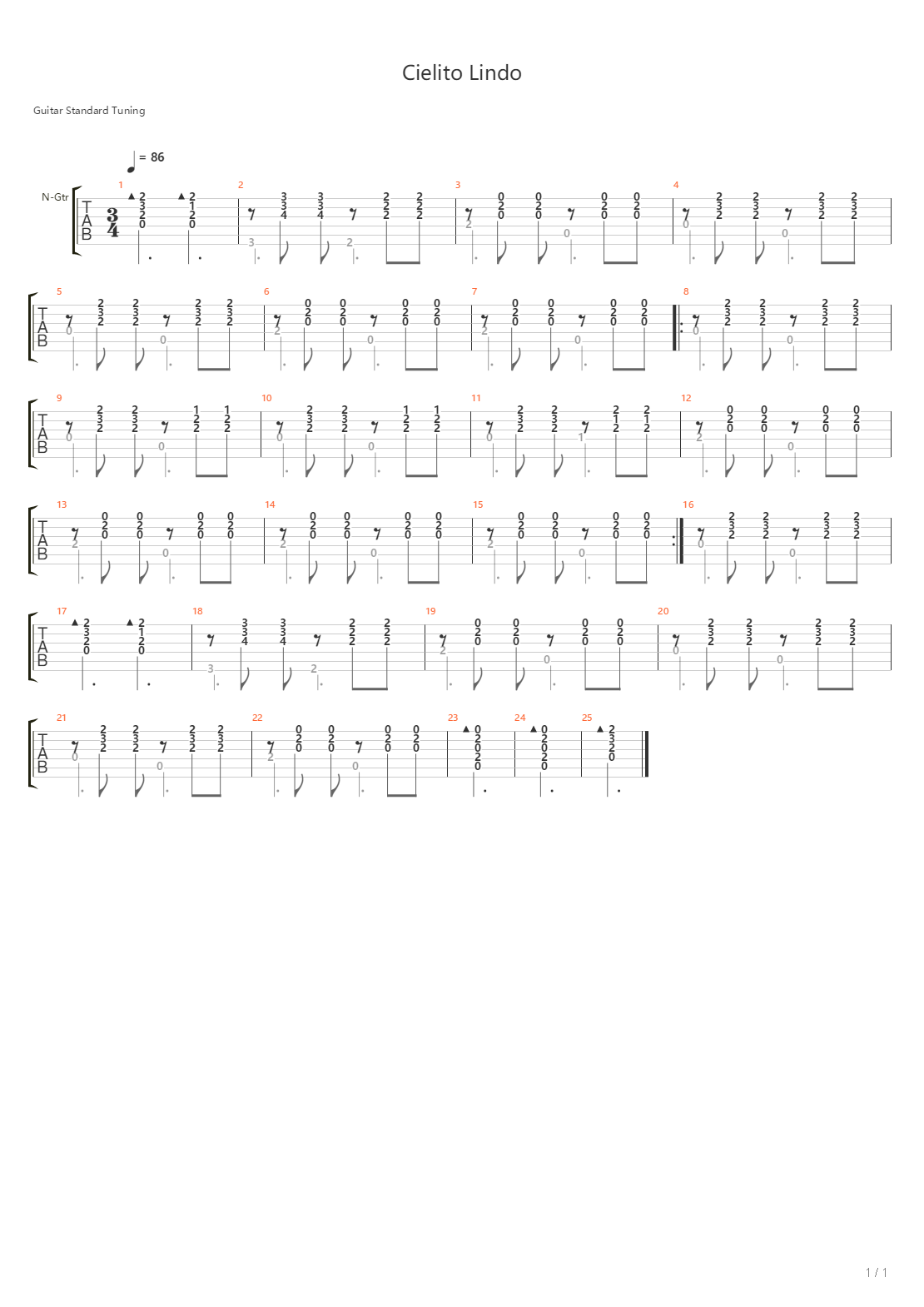 Cielito Lindo吉他谱
