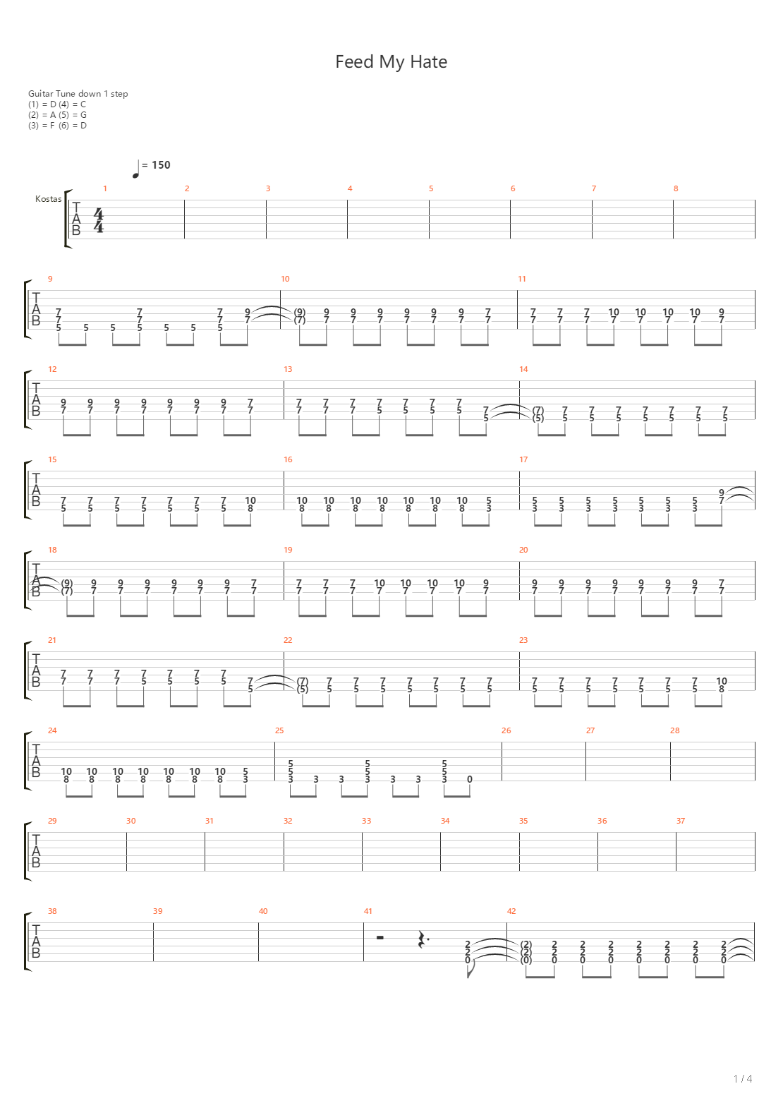 Feed My Hate吉他谱