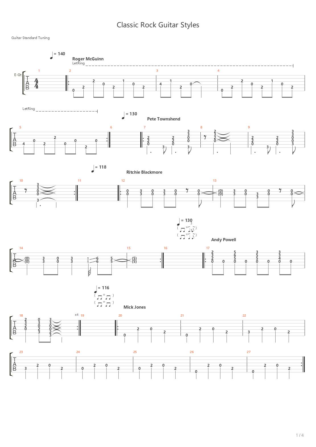 Classic Rock Guitar Styles吉他谱