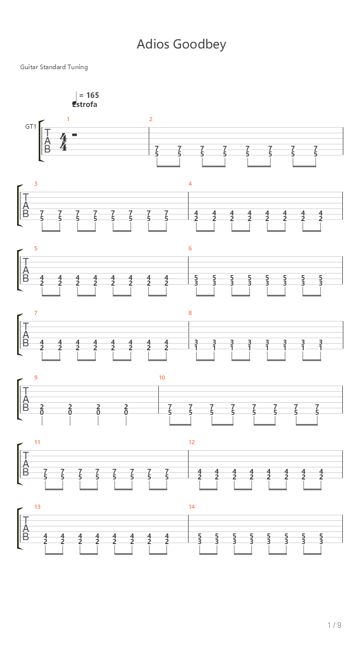 Adios Goodbye吉他谱