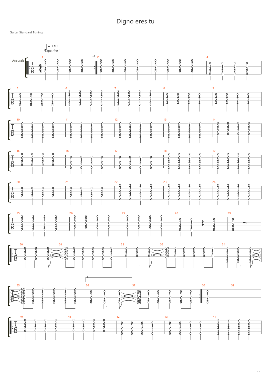 Digno Eres Tu吉他谱