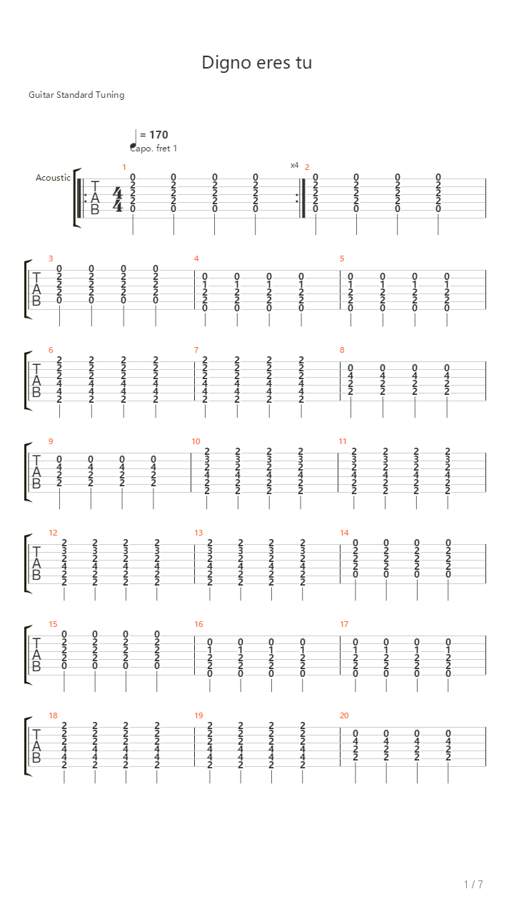 Digno Eres Tu吉他谱