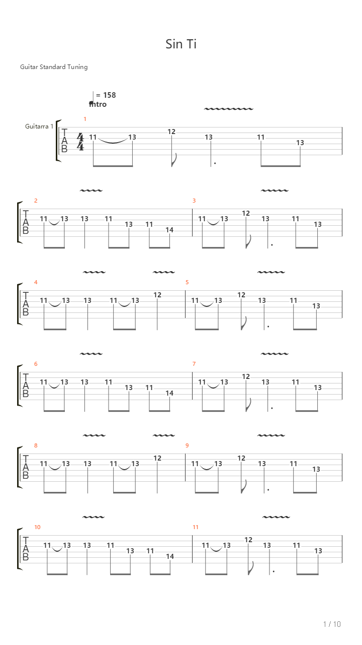 Sin Ti吉他谱