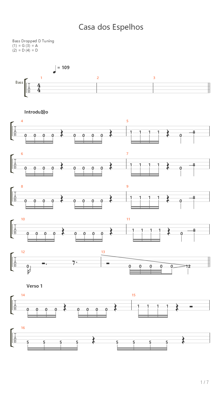 Casa Dos Espelhos吉他谱