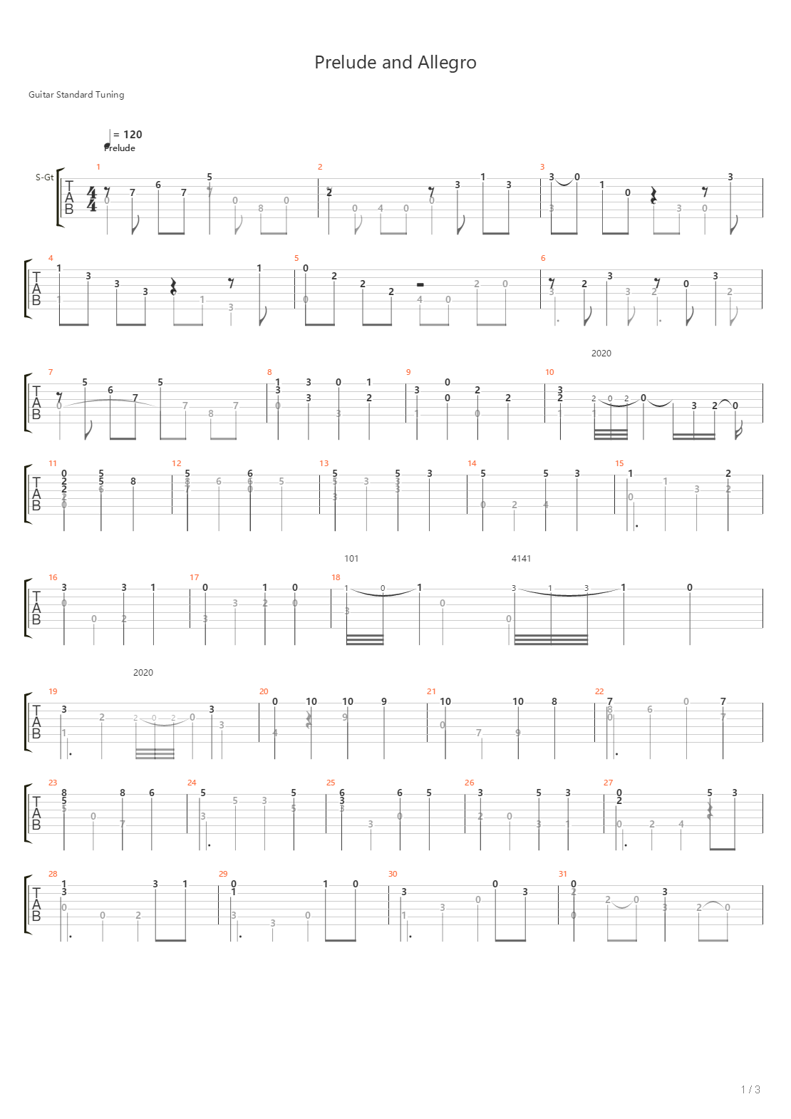 Prelude And Allegro吉他谱