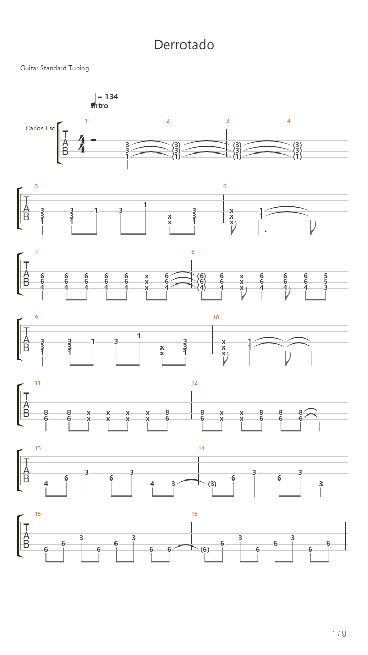 Derrotado吉他谱