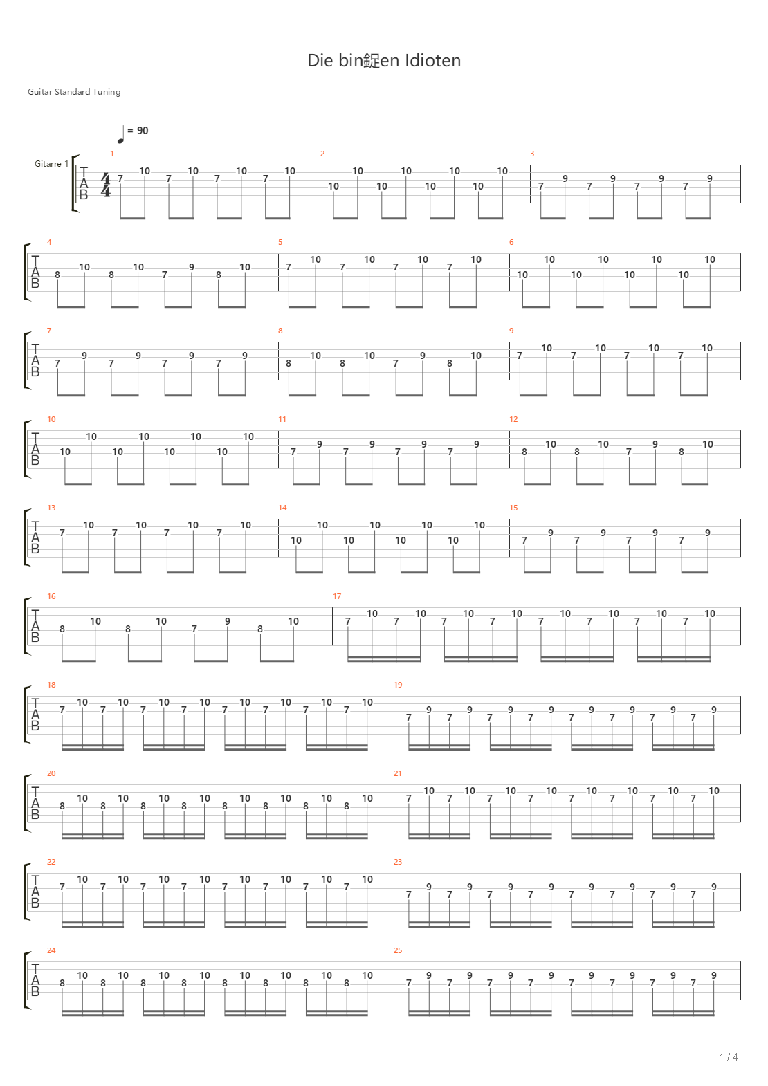 Die Binaeren Idioten吉他谱