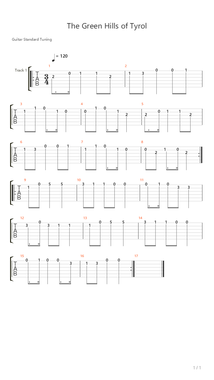 The Green Hills Of Tyrol吉他谱